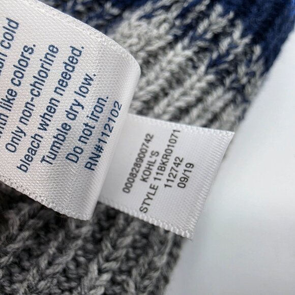 Urban Outfitters Blue Gray Pom Beanie Ribbed Knit One Size Winter Warm Casual